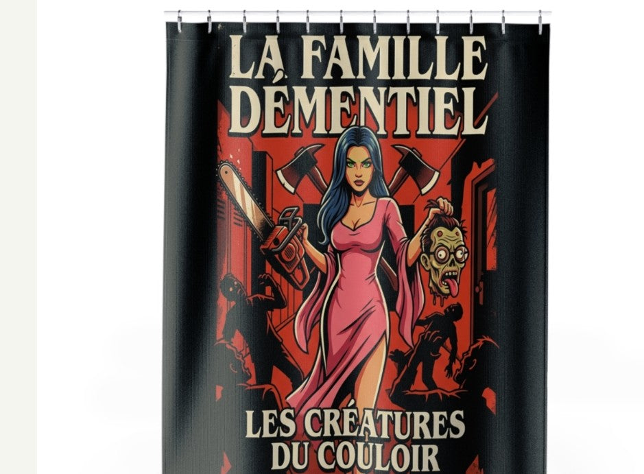 Rideau douche dark Fantasy-La Famille Démentiel : les créature du couloirs