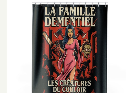 Rideau douche dark Fantasy-La Famille Démentiel : les créature du couloirs