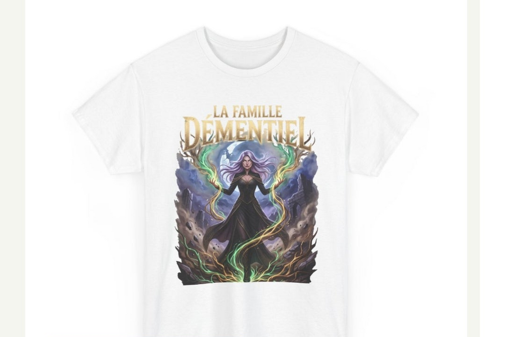 T-shirt Dark Fantasy-La Famille Démentiel :pouvoir de la électrique coloré