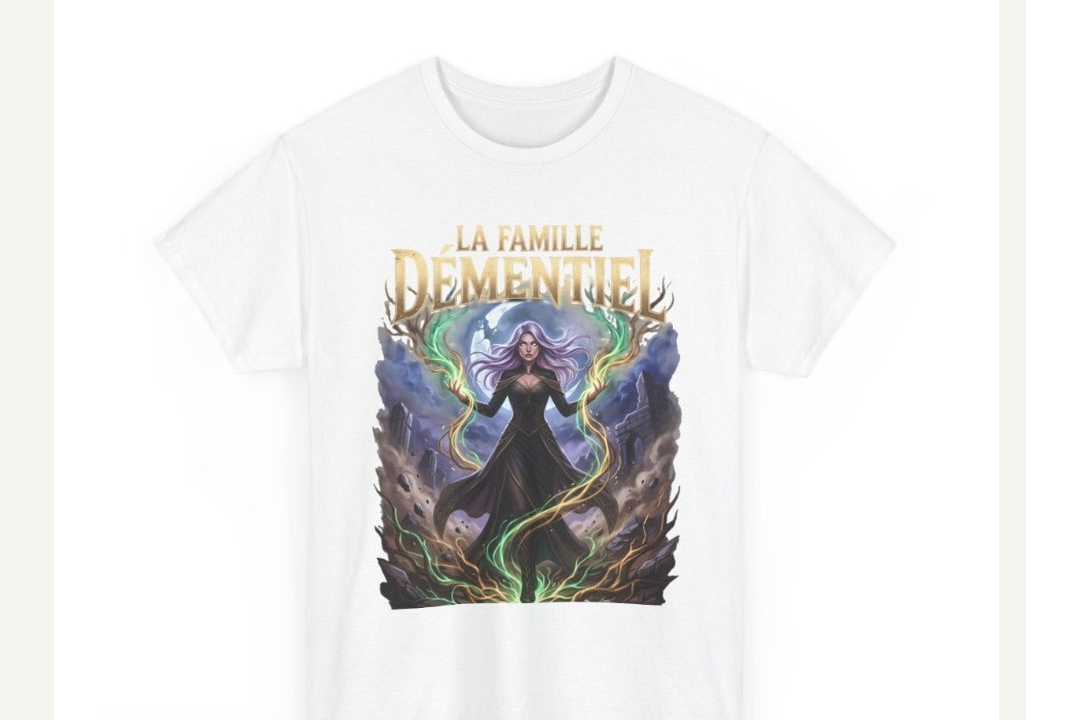 T-shirt Dark Fantasy-La Famille Démentiel :pouvoir de la électrique coloré