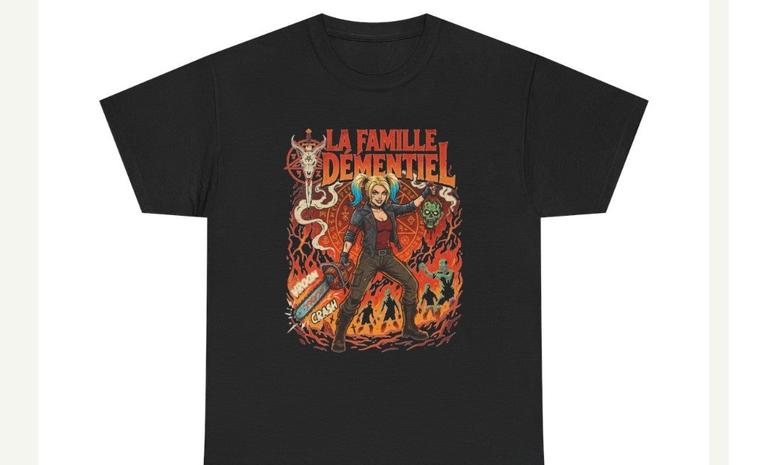 T-shirt Dark Fantasy-La Famille Démentiel : Tueuse de zombie