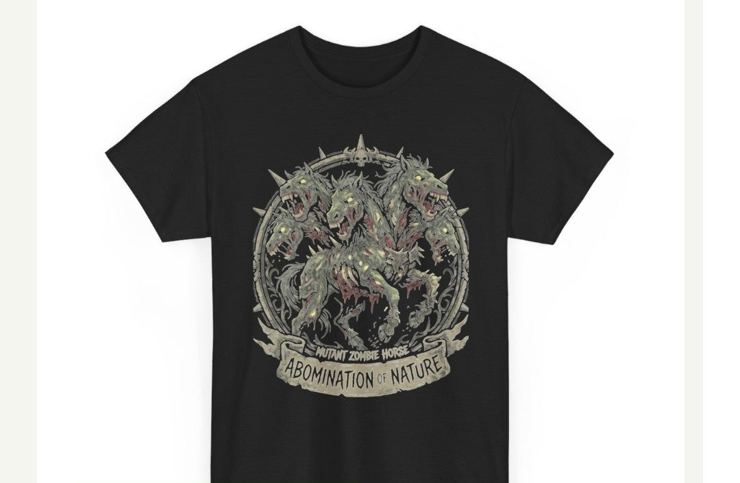 T-shirt Dark Fantasy-La Famille Démentiel : cheval aberration zombie