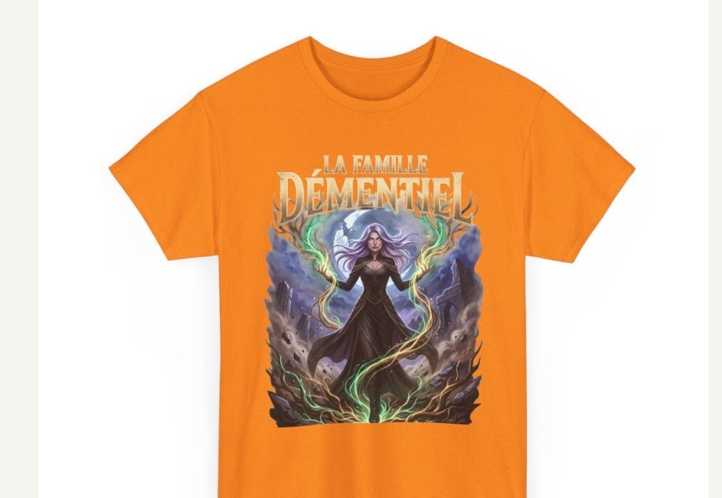 T-shirt Dark Fantasy-La Famille Démentiel :pouvoir de la électrique coloré
