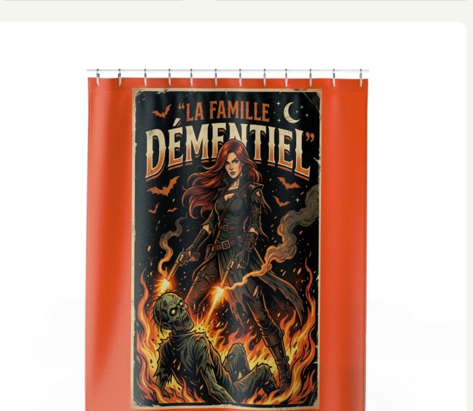 Rideau douche dark Fantasy-la Famille Démentiel : tueuse de zombies