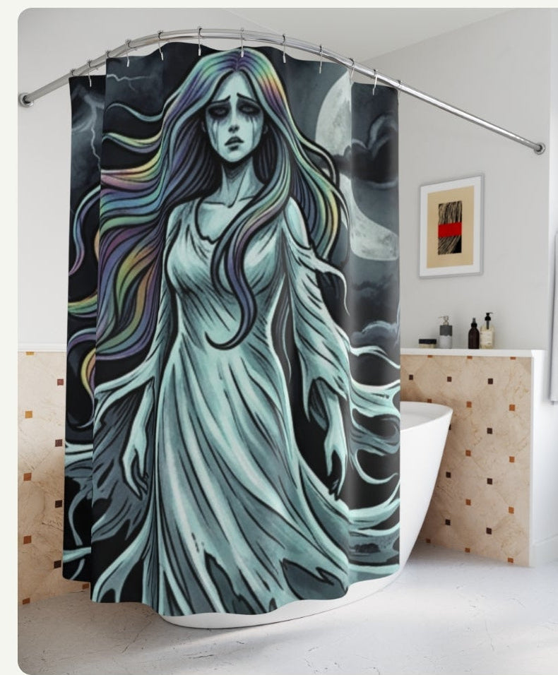 Rideau de douche Femme Fantôme Multicolore - La Famille Démentiel.