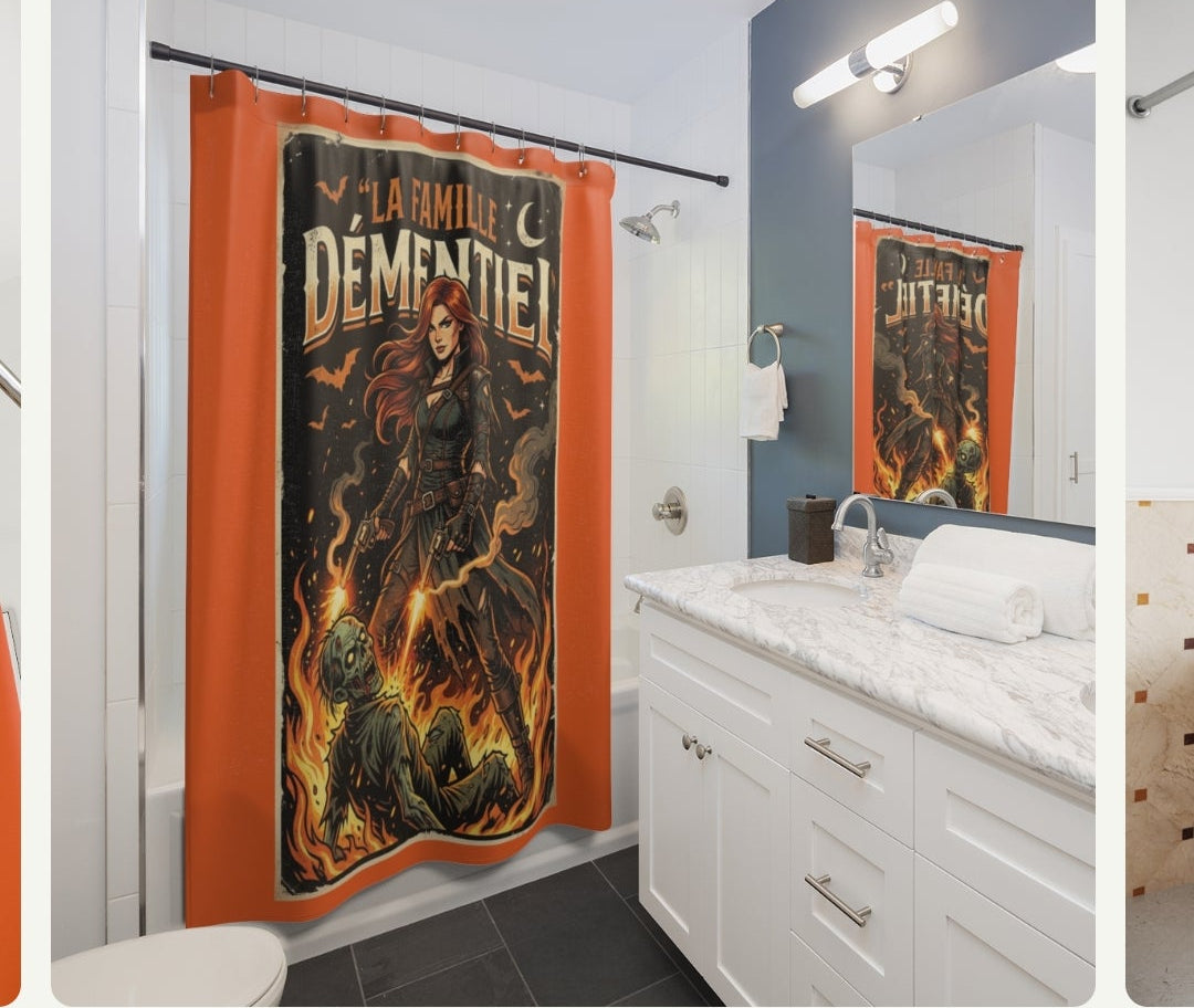 Rideau douche dark Fantasy-la Famille Démentiel : tueuse de zombies