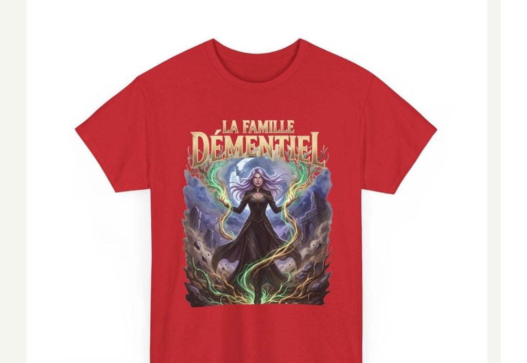 T-shirt Dark Fantasy-La Famille Démentiel :pouvoir de la électrique coloré